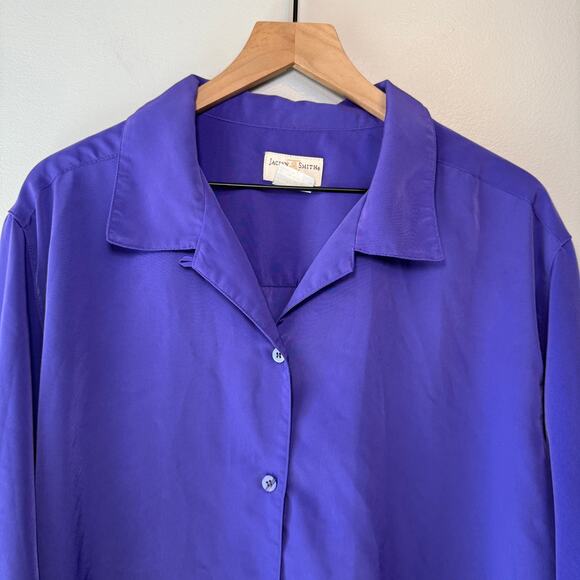 Jaclyn Smith Plus Women's Long Sleeve Button Blouse Purple Size 24W - Picture 2 of 8